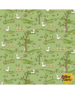 River Romp: Ducks in the Meadow -- Henry Glass Fabrics 864-66 green - 2 yards 1" remaining