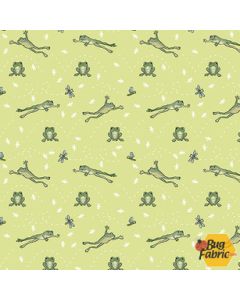 River Romp: Leap Frogs -- Henry Glass Fabrics 869-64 green - 2 yards 2" remaining