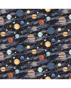 Galaxies: Tossed Planets Navy -- Figo Fabrics 90575-49