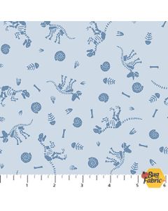 Fossil Folks: Dinosaur Skeletons Blue - Figo Fabrics 91011-42 blue