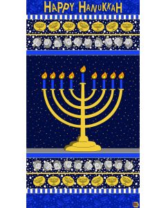 Festival of Lights: Menorah Panel (2/3 yard) - Henry Glass Fabrics 9575p-77
