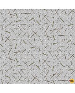 Man Cave: Nail and Screw Allover Silver -- Henry Glass Fabrics 9650-90 - 18" + 19" remaining