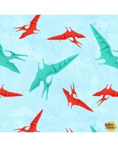 Dinosaur Kingdom: Pterodactyl Blue -- Henry Glass Fabrics 9753-11