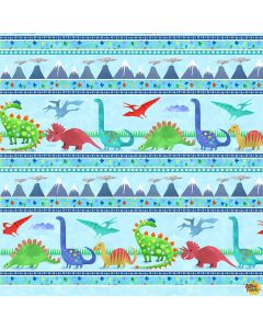 Dinosaur Kingdom: Border Stripe -- Henry Glass Fabrics 9757-11 - 2 yards 15" remaining
