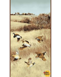 Quail: Flying Quail Natural Panel (2/3 yard) - Andover a-8360-n