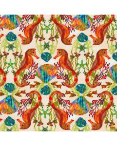 Oceanica: Seahorses Sand - Robert Kaufman Fabrics aqsd-22406-153  sand