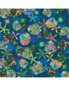 Oceanica: Shells Navy - Robert Kaufman Fabrics aqsd-22407-9 navy - 1 yard remaining