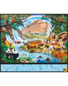 Inner Faith: Noah's Ark Panel (1 yard) -- Robert Kaufman aued-17866-268 nature
