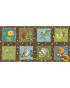 Nature Trail: Animal Block Panel (2/3 yard) -- Blank Quilting 1232-39