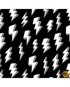 Superheroes Wear Masks: Lightning Bolts White -- Blank Quilting 1610-01 white - 2 yards 17" remaining