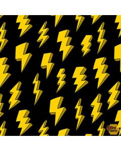 Superheroes Wear Masks: Lightning Bolts Yellow -- Blank Quilting 1610-44 yellow