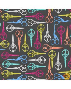Handmade With Love: Scissors Charcoal -- Blank Quilting 1769-95 - 3 yards 3" remaining