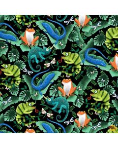 Lizards: Geckos, Frogs and Lizards - Timeless Treasures Fabrics bug-cd3335 forest