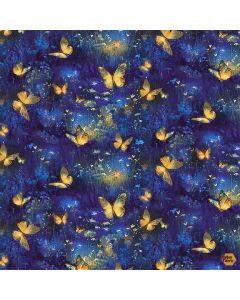 Lumiere: Luminous Butterflies - Timeless Treasures Fabrics bug-cd4359 royal - presale June/July