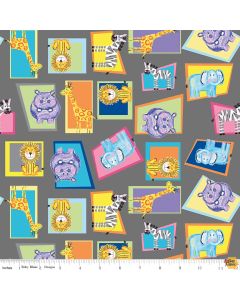 Crayola Colorful Friends: Animals Charcoal -- Riley Blake c11011-charcoal