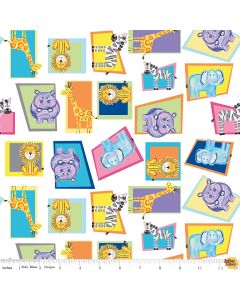 Crayola Colorful Friends: Animals White -- Riley Blake c11011-white