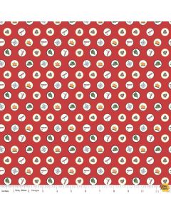 Love You S'more: Badges Red -- Riley Blake Designs c12141-red - 1 yard 4" + FQ remaining