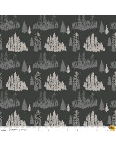 Big Game: Charcoal Big Game Trees -- Riley Blake Designs 12971 charcoal