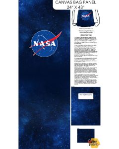 Space Odyssey: NASA Canvas Backpack Panel (2/3 yard) + 4 yards cording - Northcott Fabrics c28571-48