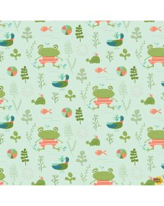 Ready Set Splash: Main Frog Pistachio -- Riley Blake c9890 pistachio - 2 yards 28" remaining