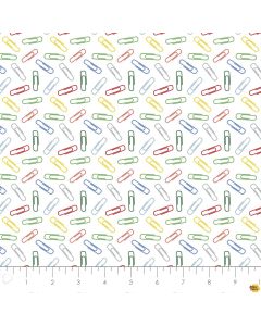 Teachers Rule: Paper Clips Multi - Camelot Fabrics 21200202-2