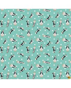 Mary Poppins: Disney Tossed Penguins Blue -- Camelot Cottons 85460204-2 