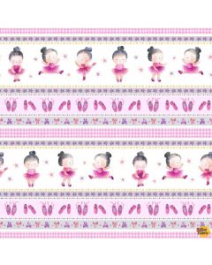A Star is Born: Ballet Stripe Border -- Michael Miller Fabrics dcx9831-mult-d