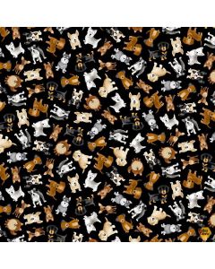Dogs Rule: Tossed Small Dogs -- Timeless Treasures Fabric dog-cd3318 black 