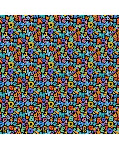 ABC 123: Large Alphabet Black Multi -- Northcott Fabrics 24949-99