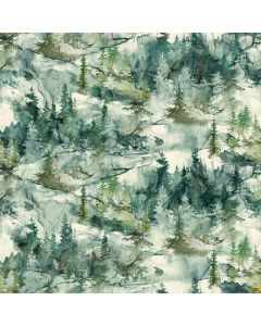 Northern Peaks: Scenic Dark Pine -- Northcott Fabrics dp25168-78 - 1 yard remaining
