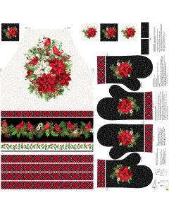 Cardinal Christmas: Apron & Oven Mitt Panel (43" x 43") -- Northcott Fabrics dp25478-10 