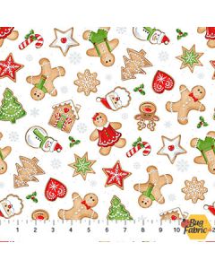 Sugar Coated: Christmas Cookies White - Northcott Fabrics dp27143-10 