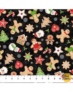 Sugar Coated: Christmas Cookies Black - Northcott Fabrics dp27143-99
