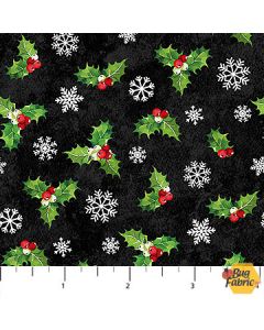 Sugar Coated: Holly Snowflakes Black - Northcott Fabrics dp27148-99