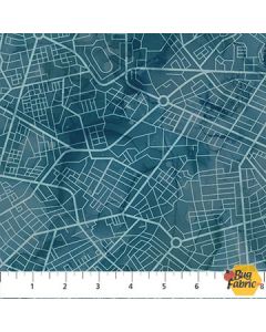 City Harbor: Map Medium Blue - Northcott Fabrics dp27580-44