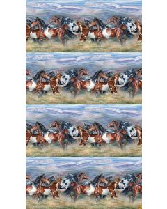 Wild and Free: Horses Border - Northcott Fabric dp27601-42