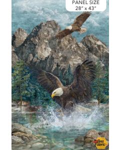 Eagle Pass: Eagle Panel Blue Multi (28" panel) - Northcott Fabric dp27670-44