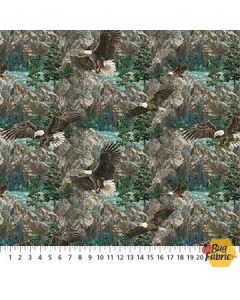 Eagle Pass: Eagle Scenic Blue Multi - Northcott Fabric dp27672-44