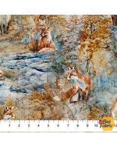 Fox Den: Fox Blue Multi - Northcott Fabrics dp28332-44