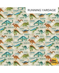 Dino Roar: Dinosaur Names Beige - Northcott Fabrics dp28461-12 - 33" remaining