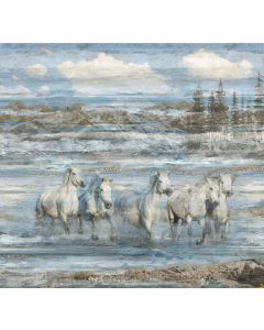 Running Free: Horse Panel Blue Multi (40" x 43") -- Northcott Fabrics dp28586-42
