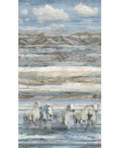 Running Free: Horse Ombre Blue Multi -- Northcott Fabrics dp28587-42 
