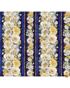 Lumiere: Floral Border Stripe  - Timeless Treasures Fabrics fleur-cd4353 night - presale June/July