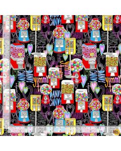 Sugar Rush: Gumball Machine Candy -- Timeless Treasures Food-cd1773 black