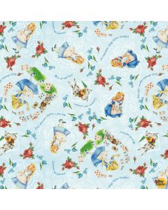 Disney Storybooks: Alice in Wonderland Light Blue -- Four Seasons/David Textiles bw 0171-0c-2