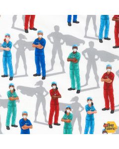 Frontline Heroes: Heroes White Silhouette -- Robert Kaufman srk-20334-1 white