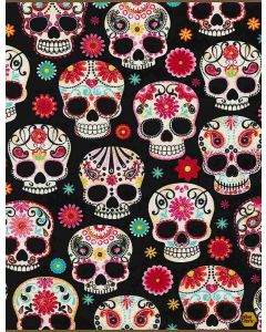 Sugar Skulls: Sugar Skulls Black - Timeless Treasures Fabrics fun-c4139 black