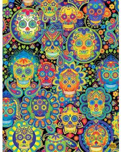 Sugar Skulls: Bright Sugar Skulls - Timeless Treasures Fabrics fun-c7378 multi