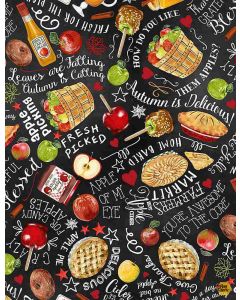 Happy Harvest: Harvest Treats & Words -- Timeless Treasures Fabrics gail-cd1424 black