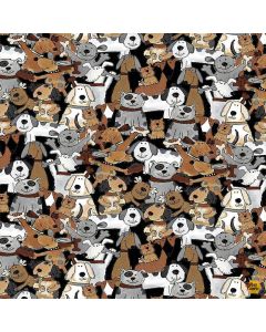 Dogs Rule: Packed Dogs -- Timeless Treasures Fabric gail-cd4001 brown
